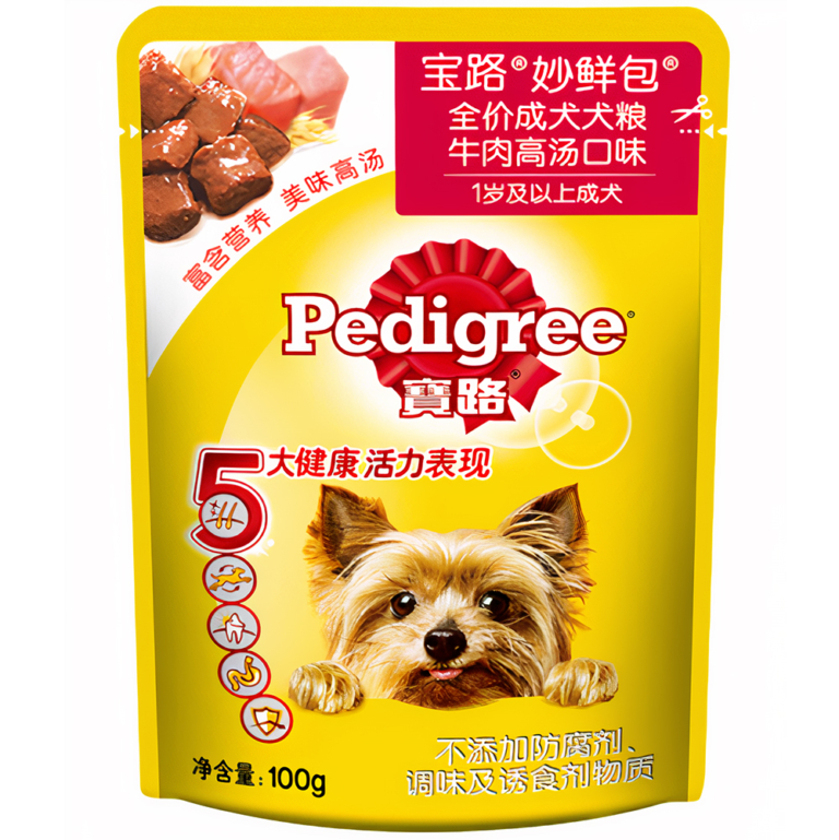 
                                        Pate cho chó nước sốt vị thịt bò
                                        PEDIGREE Pouch Beef Thương hiệu PEDIGREE
                                    