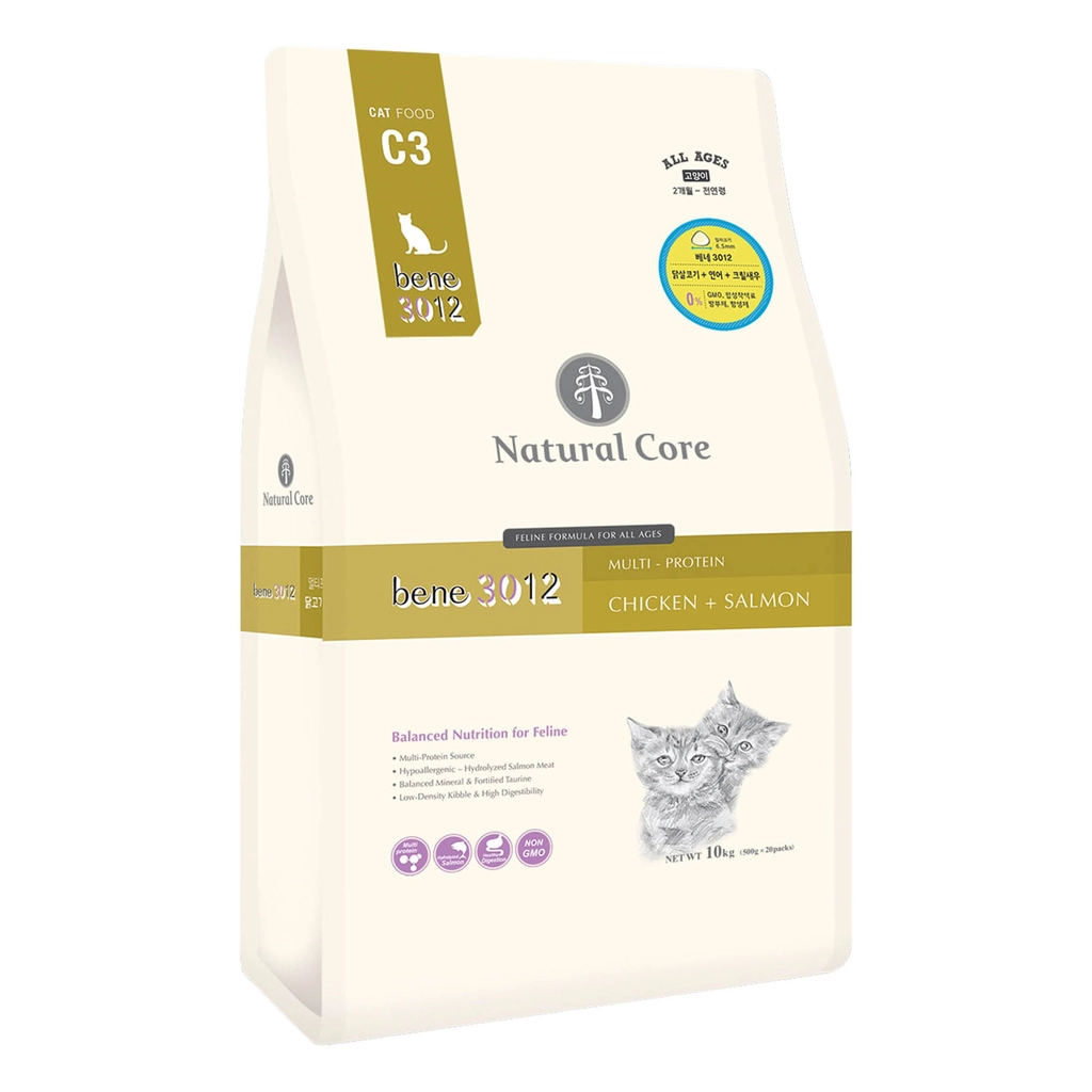 Thức Ăn Hạt Cho Mèo Trưởng Thành vị Thịt Gà và Cá Hồi Natural Core 10KG